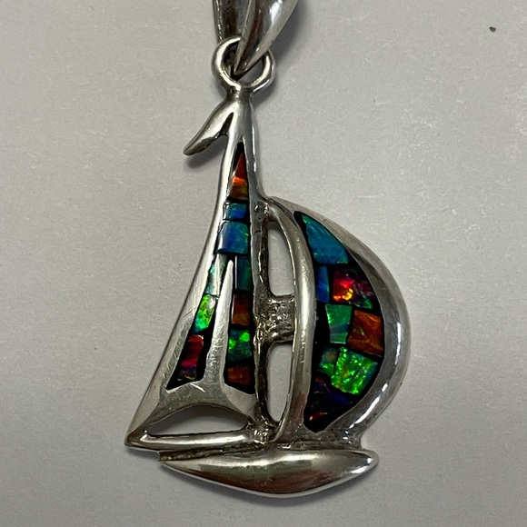 Sliver and Abalone Sailboat Pendant - Picture 2 of 3